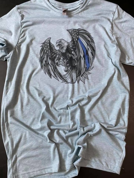 Águila de línea azul delgada