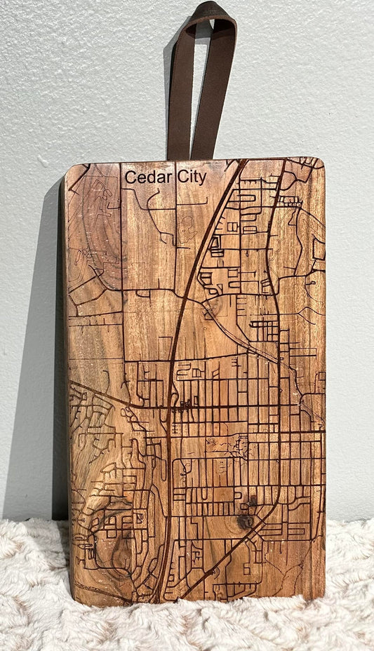 Schneidebrett mit Stadtplan